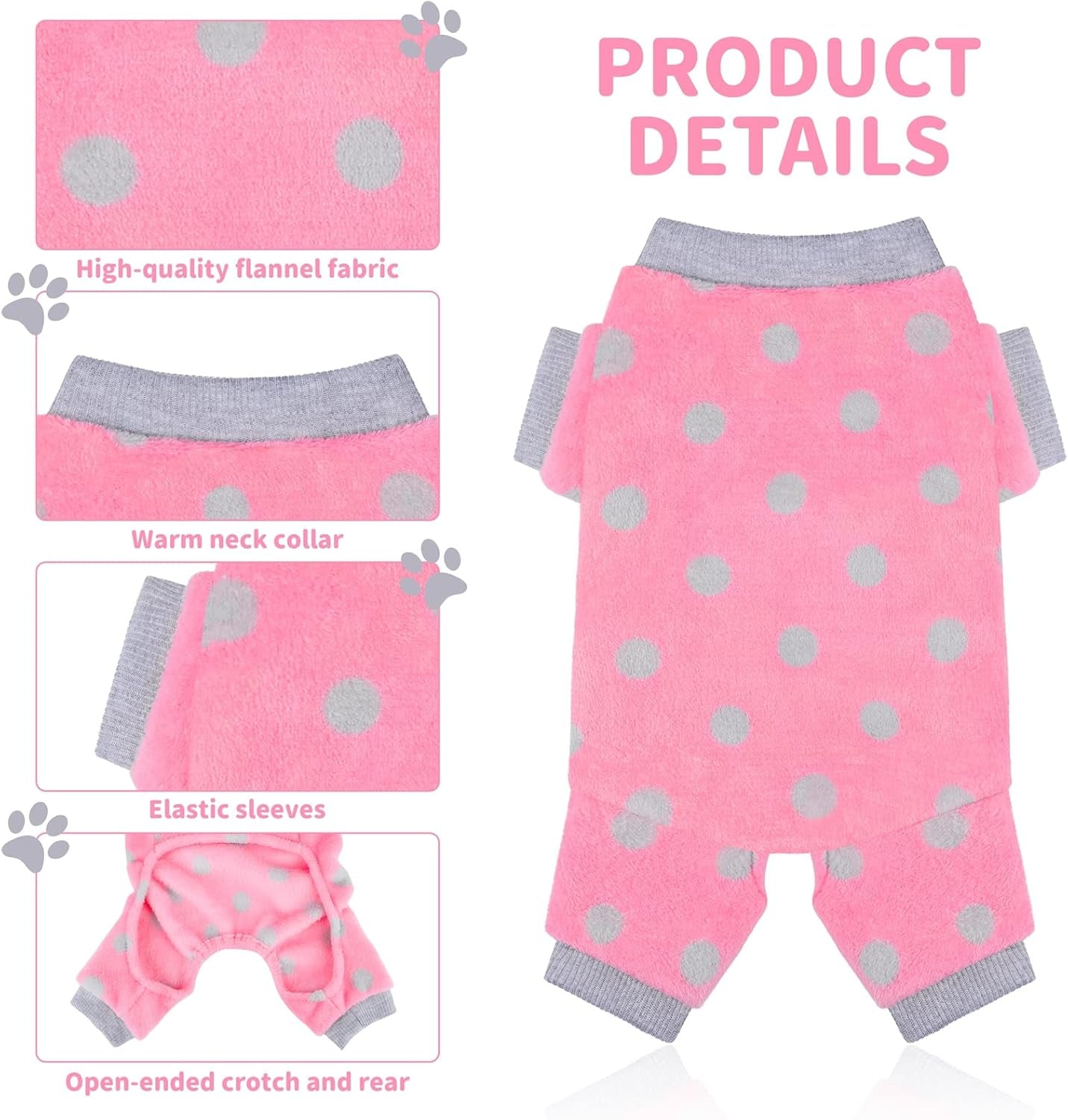 2 Pieces Dog Pajamas Flannel Dog Onesie Warm Pet Clothes Soft Dog Pjs Dog Apparel Dog Jumpsuit Jammies with Legs for Pet Dog Cat, (Small, 2 Styles)